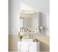 Armoire Murale Salle de Bain avec Miroir et LED, Meuble de Salle de Bain, avec Étagère Réglable, Support Sèche-Cheveux, Blanc