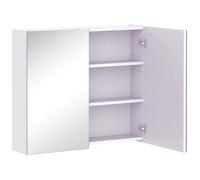 HOMCOM Armoire Murale Salle de Bain avec Miroir, 70 x 60 cm, Meuble Salle de Bain, Armoire de Toilette avec étagère réglable, Blanc