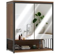 Armoire murale salle de bain avec miroir - HOMCOM - compartiment ouvert - bois d'ingénierie et verre - 56 x 30 x 65 cm - marron