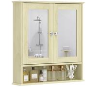 Armoire murale salle de bain avec miroir - kleankin - 2 portes avec miroir - étagère réglable - bois - mural - effet Bois Naturel