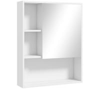 Armoire murale salle de bain avec miroir - kleankin - 5 compartiments, étagère réglable - panneau de particules - 60x15x76cm - blanc