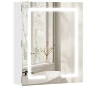 HOMCOM Armoire Murale Salle de Bain Miroir Éclairage LED 50x15x60cm Blanc | Meuble Salle de Bain, Anti-Buée, Étagères Réglables, 3 Températures de Lumière, Interrupteur Tactile