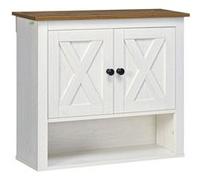 kleankin Armoire murale salle de bain 60×19,5×52,5 cm, placard à portes & compartiment ouvert, blanc
