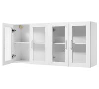 Armoire murale SucceBuy pour buanderie, armoire suspendue à 2 étages avec étagère réglable, armoire de cuisine à 4 portes, adaptée à la cuisine, à la salle de bains et à la buanderie, 122 x 30 x 61 cm
