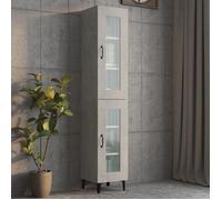 Armoire murale suspendue - vidaXL - bois d'ingénierie - gris béton - porte vitrée - 3 compartiments - 34,5 x 34 x 90 cm 99noh70w
