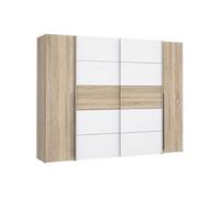 Armoire NARAGO Décor Chene Sonoma et mat 2 portes coulissantes 2 portes battantes L Sonoma G
