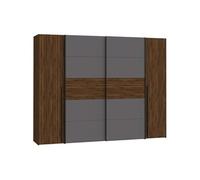 Armoire NARAGO Décor Noyer Bakersfield et 2 portes coulissantes 2 portes battantes Noyer G