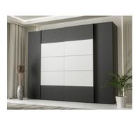 Armoire - Noir / Blanc - 2 portes battantes + 2 portes coulissantes - L270,3 x P61,2 x H210,5 cm - NARAGO