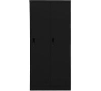 Armoire noire, 80x50x180 cm, en acier, avec étagères et serrures, idéale pour la maison