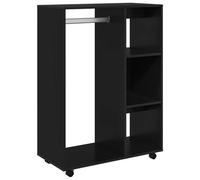 Armoire noire en matériau dérivé du bois, 80 x 40 x 110 cm, avec espace de rangement, tringle à vêtements, tiroirs et roulettes, pour chambre à coucher, couloir ou chambre d'enfant, système de