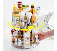 Armoire organisateur de cuisine, Lazy Susan Porte-herbes rotatif, Organisateur d'armoire à plateau tournant Étagère rotative pour herbes, Organiseur transparent pour herbes, Étagère de cuisine à deux 