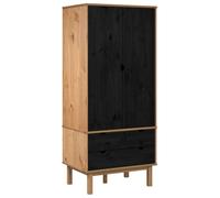 Armoire OTTA Noir 76,5 x 53 x 172 cm Bois de pin massif