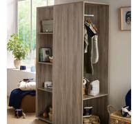 Meuble De Rangement Avec Étagères Et Penderie En Décor Bois - Up Gris TU