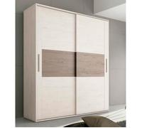 Armoire - PEGANE - 2 portes coulissantes - Pin Anderson, Pin Gris - 180x55x207,6 cm