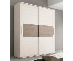 Armoire - PEGANE - 2 portes coulissantes - Pin Anderson, Pin Gris - 180x55x207,6 cm