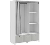 Armoire penderie armoire de rangement avec tringle rideaux 3 tiroirs en tissu amovibles 105 x 48 x 160 cm blanc