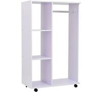 HOMCOM Armoire Penderie Mobile Armoire de Rangement Blanc