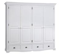 Armoire Penderie Blanche 4 Portes 4 Tiroirs 4 Etagères L 212 H 195 P 54 cm