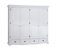 Armoire Penderie Blanche 4 Portes 4 Tiroirs 4 Etagères L 212 H 195 P 54 cm - L 212 x l 54 x H 195 cm