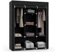 Armoire penderie en tissu - HOMCOM - meuble rangement tringle étagères dressing chambre - métal - 125x43x162,5cm - noir