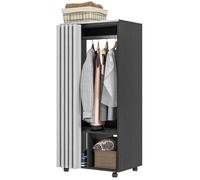 Armoire penderie - HOMCOM - Armoire de Rangement Mobile avec rideau - Panneaux de Particules - tringle de suspension - noir