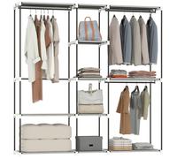 Armoire penderie - HOMCOM - barre de suspension et étagères - tissu non tissé et acier - 182 x 43 x 185 cm - gris