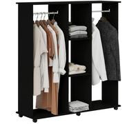 HomCom Armoire penderie Meuble de rangement mobile 6 roulettes 120x40x128 cm Noir