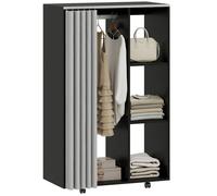 Armoire penderie - HOMCOM - mobile 4 roulettes - tringle à vêtements et étagères ouvertes - 80 x 40 x 128 cm - noir
