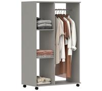 Armoire penderie - HOMCOM - mobile 4 roulettes - tringle à vêtements et étagères ouvertes - bois - 80x40x128cm - gris