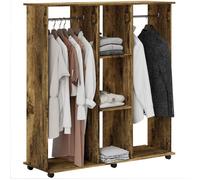 HOMCOM Armoire Penderie Meuble de Rangement Mobile 6 roulettes 120L x 40l x 128H cm en Bois Marron