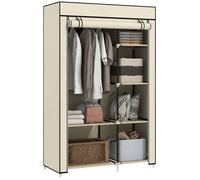 Armoire penderie - HOMCOM - tringle à vêtements, étagères ouvertes - acier et tissu non tissé - 103x43x162,5cm - crème