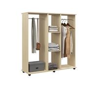 HOMCOM Armoire Penderie Meuble de Rangement Mobile 6 roulettes 120L x 40l x 128H cm en Bois Naturel