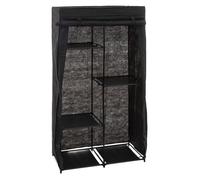 Armoire penderie modulable en tissu noir - PEGANE - 88x46x169 cm - 3 penderies et 5 étagères