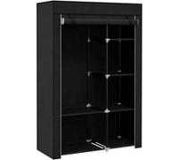 HOMCOM Armoire penderie en Tissu Meuble de Rangement avec Tringle à vêtements et étagères Ouvertes penderie vêtement Dressing pour Chambre à Coucher 103x43x162,5cm Noir