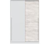 Armoire penderie MYA avec portes coulissantes L120 x H200cm - Blanc et bois Blanc/bois G