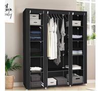 Armoire penderie NOIR - grande capacité - XXL - Tissu - OOBEST