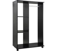Armoire - Penderie ouverte - Avec roulettes, tringle à vêtements, compartiments ouverts, 80x40x128 cm - Noir