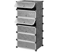 Armoire Penderie Portable 6 Cubes - Meuble Étagères de Rangement DIY - Gris Mat