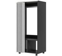 HomCom Armoire penderie - Rangement mobile avec rideau, panneaux de particules, tringle - Noir