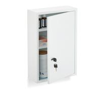Relaxdays Armoire à Pharmacie, Murale, Acier, 3 Compartiments Pratiques, H x L x P : 45 x 30 x 12 cm, Blanche