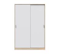 Armoire, placard avec 2 portes coloris chêne canadien, blanc artic - longueur 120 x hauteur 200 x profondeur 50 cm