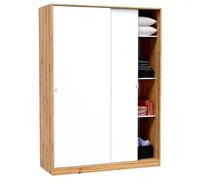 Armoire placard avec 2 portes coulissantes coloris chêne nordique blanc artic - longueur 120 x hauteur 200 x profondeur 50 cm