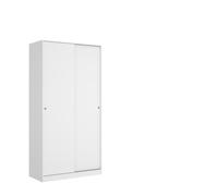 Armoire placard de rangement à 2 portes coulissantes, coloris blanc - Hauteur 204 x Longueur 100 x Profondeur 50 cm