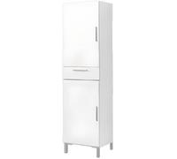 Armoire placard de rangement de 2 portes + 1 tiroir coloris blanc - Longueur 42 x profondeur 35 x hauteur 188 cm