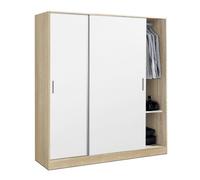 Armoire placard de rangement ROSA de 2 portes coulissantes coloris Chêne Cambrian-blanc - longueur 182xprofondeur56xhauteur 200 cm