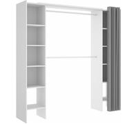 Armoire placard extensible coloris blanc - Longueur 110-180 x Hauteur 205 x Profondeur 50 cm