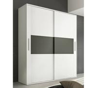 Armoire, placard garde-robe 2 portes coloris Blanc, graphite