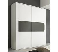 Armoire, placard garde-robe 2 portes coloris Blanc, graphite - Longueur 180 x Profondeur 55 x Hauteur 207,60 cm
