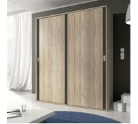 Armoire, placard garde-robe 2 portes coloris chêne cambrian, graphite - Longueur 180 x Profondeur 55 x Hauteur 208 cm
