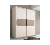 Armoire, placard garde-robe 2 portes coloris pin anderson, pin gris - Longueur 180 x Profondeur 55 x Hauteur 207,60 cm --